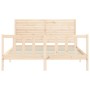 Double bed frame with solid wood headboard by , Beds and slatted bases - Ref: Foro24-3193211, Price: 189,62 €, Discount: %