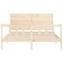 Estructura de cama de matrimonio con cabecero madera maciza de , Camas y somieres - Ref: Foro24-3193211, Precio: 186,61 €, De...