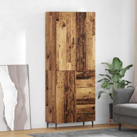 Aparador alto con cajón Madera envejecida 69,5 x 34 x 180 cm en Aparadores | Comprar online en Foro24