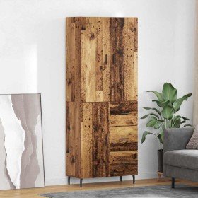 Aparador alto con cajón Madera envejecida 69,5 x 34 x 180 cm en Aparadores | Comprar online en Foro24