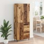 Aparador alto con cajón Madera envejecida 69,5 x 34 x 180 cm en Aparadores | Comprar online en Foro24