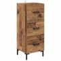 Aparador alto con cajón Madera envejecida 69,5 x 34 x 180 cm en Aparadores | Comprar online en Foro24