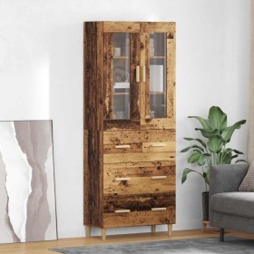 Aparador alto con cajón Madera envejecida 69,5 x 34 x 180 cm en Aparadores | Comprar online en Foro24