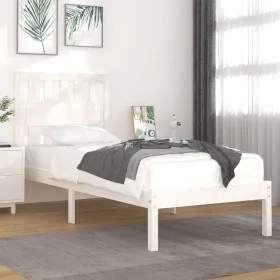 Massives Bettgestell aus weißem Kiefernholz, 100 x 200 cm von , Betten und Lattenroste - Ref: Foro24-3103924, Preis: 106,14 €...