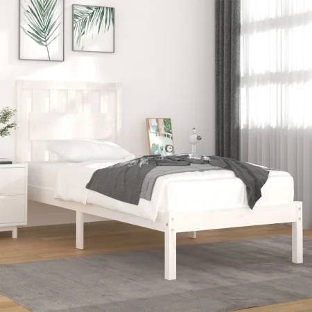 Massives Bettgestell aus weißem Kiefernholz, 100 x 200 cm von , Betten und Lattenroste - Ref: Foro24-3103924, Preis: 106,14 €...