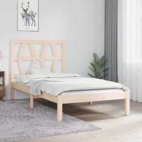 Solid pine wood bed frame 75x190 cm by , Beds and slatted bases - Ref: Foro24-3103958, Price: 78,95 €, Discount: %