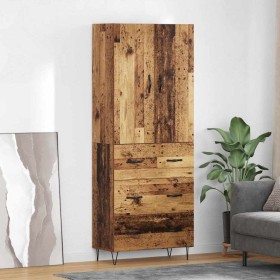 Aparador alto 2 pcs Madera vieja Madera tecnológica y vidrio en Aparadores | Comprar online en Foro24