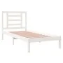 White single solid wood bed frame 75x190 cm by , Beds and slatted bases - Ref: Foro24-3104309, Price: 91,65 €, Discount: %