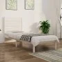 White single solid wood bed frame 75x190 cm by , Beds and slatted bases - Ref: Foro24-3104569, Price: 107,79 €, Discount: %