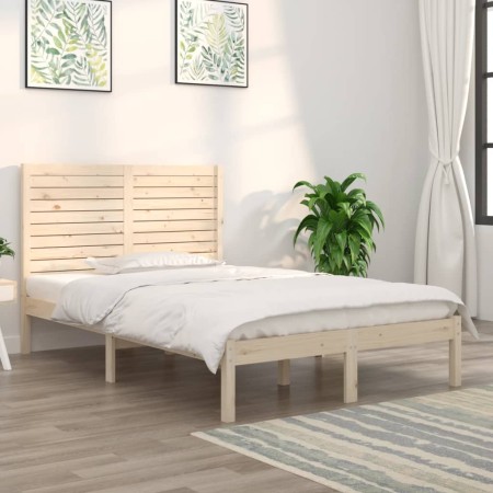Solid wood double bed frame 135x190 cm by , Beds and slatted bases - Ref: Foro24-3104583, Price: 168,80 €, Discount: %