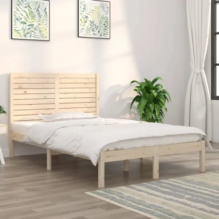 Solid pine wood bed frame 140x190 cm by , Beds and slatted bases - Ref: Foro24-3104588, Price: 144,09 €, Discount: %