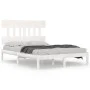 Small double bed frame white solid wood 120x190cm by , Beds and slatted bases - Ref: Foro24-3104709, Price: 116,28 €, Discoun...