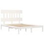 Small double bed frame white solid wood 120x190cm by , Beds and slatted bases - Ref: Foro24-3104709, Price: 117,90 €, Discoun...