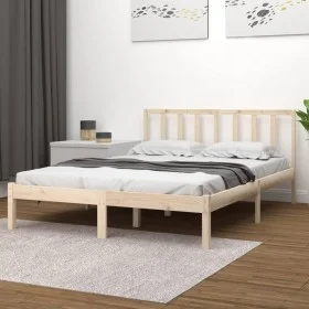 Solid pine wood bed frame 135x190 cm by , Beds and slatted bases - Ref: Foro24-3105111, Price: 142,94 €, Discount: %