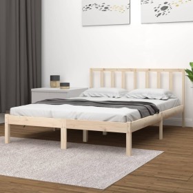 Estructura de cama madera maciza de pino 135x190 cm