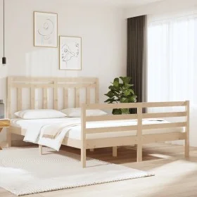 Solid wood bed frame 140x200 cm by , Beds and slatted bases - Ref: Foro24-3105295, Price: 118,93 €, Discount: %