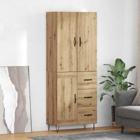 Aparador alto 2 pcs Roble artesanal Madera tecnológica y vidrio en Aparadores | Comprar online en Foro24