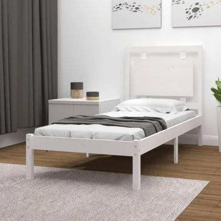 Solid white pine wood bed frame 100x200 cm by , Beds and slatted bases - Ref: Foro24-3105526, Price: 114,22 €, Discount: %