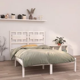 Small double bed frame white solid wood 120x190cm by , Beds and slatted bases - Ref: Foro24-3105636, Price: 125,11 €, Discoun...