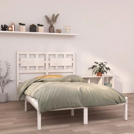 Estructura de cama doble pequeña madera maciza blanca 120x190cm de , Camas y somieres - Ref: Foro24-3105636, Precio: 125,11 €...