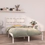 Small double bed frame white solid wood 120x190cm by , Beds and slatted bases - Ref: Foro24-3105636, Price: 126,84 €, Discoun...