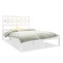 Small double bed frame white solid wood 120x190cm by , Beds and slatted bases - Ref: Foro24-3105636, Price: 126,84 €, Discoun...