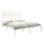 Estructura de cama doble pequeña madera maciza blanca 120x190cm de , Camas y somieres - Ref: Foro24-3105636, Precio: 125,11 €...