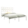 Small double bed frame white solid wood 120x190cm by , Beds and slatted bases - Ref: Foro24-3105636, Price: 126,84 €, Discoun...