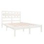 Small double bed frame white solid wood 120x190cm by , Beds and slatted bases - Ref: Foro24-3105636, Price: 126,84 €, Discoun...