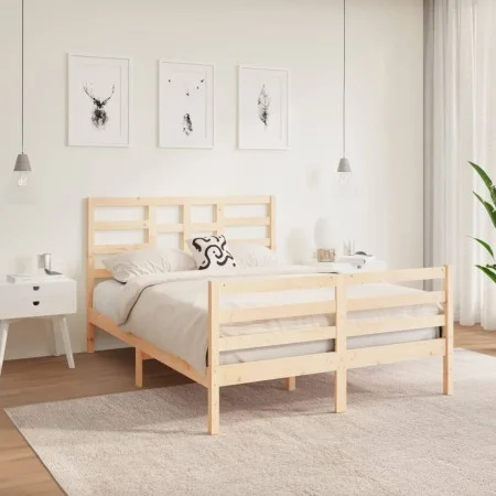 Solid wood bed frame 140x190 cm by , Beds and slatted bases - Ref: Foro24-3105840, Price: 119,57 €, Discount: %