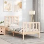 Single bed frame with solid wood headboard by , Beds and slatted bases - Ref: Foro24-3191931, Price: 83,54 €, Discount: %