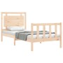 Single bed frame with solid wood headboard by , Beds and slatted bases - Ref: Foro24-3192126, Price: 93,58 €, Discount: %