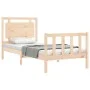 Single bed frame with solid wood headboard by , Beds and slatted bases - Ref: Foro24-3192126, Price: 91,11 €, Discount: %
