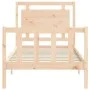 Single bed frame with solid wood headboard by , Beds and slatted bases - Ref: Foro24-3192126, Price: 91,11 €, Discount: %