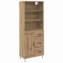 Aparador alto con cajón Roble artesanal 69,5 x 34 x 180 cm en Aparadores | Comprar online en Foro24