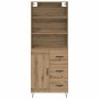 Aparador alto con cajón Roble artesanal 69,5 x 34 x 180 cm en Aparadores | Comprar online en Foro24