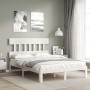 Weißer Massivholzbettrahmen mit Kopfteil 140x200 cm von , Betten und Lattenroste - Ref: Foro24-3193597, Preis: 141,49 €, Raba...