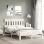 White solid wood bed frame with headboard 140x200 cm by , Beds and slatted bases - Ref: Foro24-3193597, Price: 139,71 €, Disc...