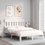 Weißer Massivholzbettrahmen mit Kopfteil 140x200 cm von , Betten und Lattenroste - Ref: Foro24-3193597, Preis: 141,49 €, Raba...