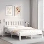 White solid wood bed frame with headboard 140x200 cm by , Beds and slatted bases - Ref: Foro24-3193597, Price: 139,71 €, Disc...