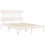 Weißer Massivholzbettrahmen mit Kopfteil 140x200 cm von , Betten und Lattenroste - Ref: Foro24-3193597, Preis: 141,49 €, Raba...
