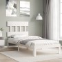 Weißer Bettrahmen aus Massivholz mit Kopfteil von , Betten und Lattenroste - Ref: Foro24-3193562, Preis: 104,99 €, Rabatt: %