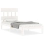 White solid wood bed frame with headboard by , Beds and slatted bases - Ref: Foro24-3193562, Price: 104,99 €, Discount: %