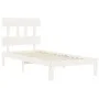 White solid wood bed frame with headboard by , Beds and slatted bases - Ref: Foro24-3193562, Price: 102,23 €, Discount: %