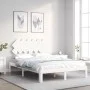 Double bed frame with white solid wood headboard by , Beds and slatted bases - Ref: Foro24-3193702, Price: 136,25 €, Discount: %