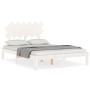 Double bed frame with white solid wood headboard by , Beds and slatted bases - Ref: Foro24-3193702, Price: 138,01 €, Discount: %