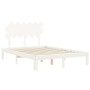 Double bed frame with white solid wood headboard by , Beds and slatted bases - Ref: Foro24-3193702, Price: 138,01 €, Discount: %