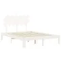 Double bed frame with white solid wood headboard by , Beds and slatted bases - Ref: Foro24-3193702, Price: 136,25 €, Discount: %