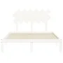 Double bed frame with white solid wood headboard by , Beds and slatted bases - Ref: Foro24-3193702, Price: 136,25 €, Discount: %