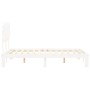 Double bed frame with white solid wood headboard by , Beds and slatted bases - Ref: Foro24-3193702, Price: 138,01 €, Discount: %